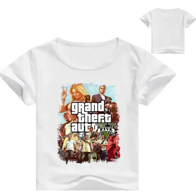 Grand Theft Auto Kids T-Shirt White Cartoon Print — feature 2