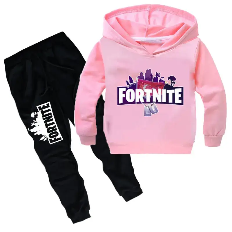Fortnite Hoodie & Pants Set for Kids Pink Black - Image 6