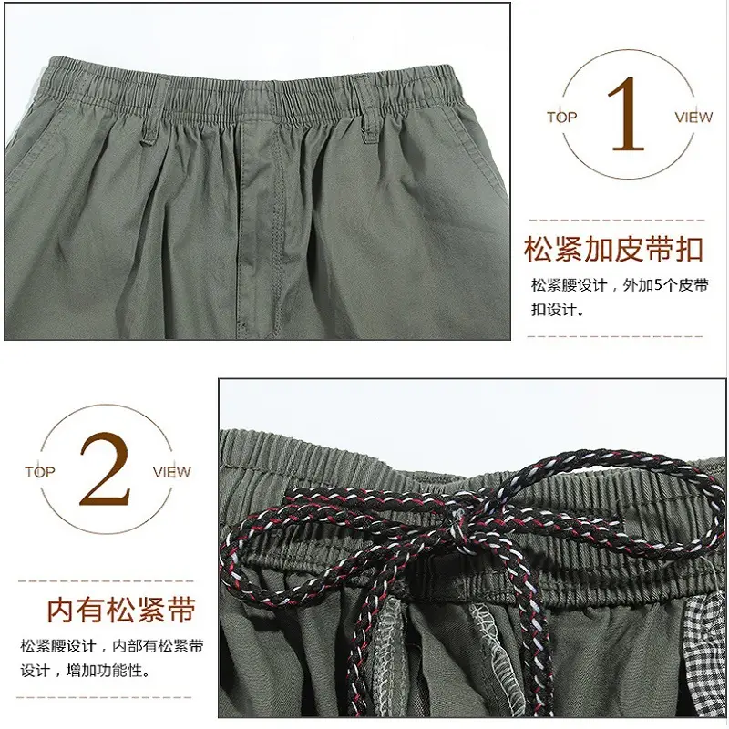 Men Plus Size Cotton Shorts Multi Pocket Loose Breathable - Image 7