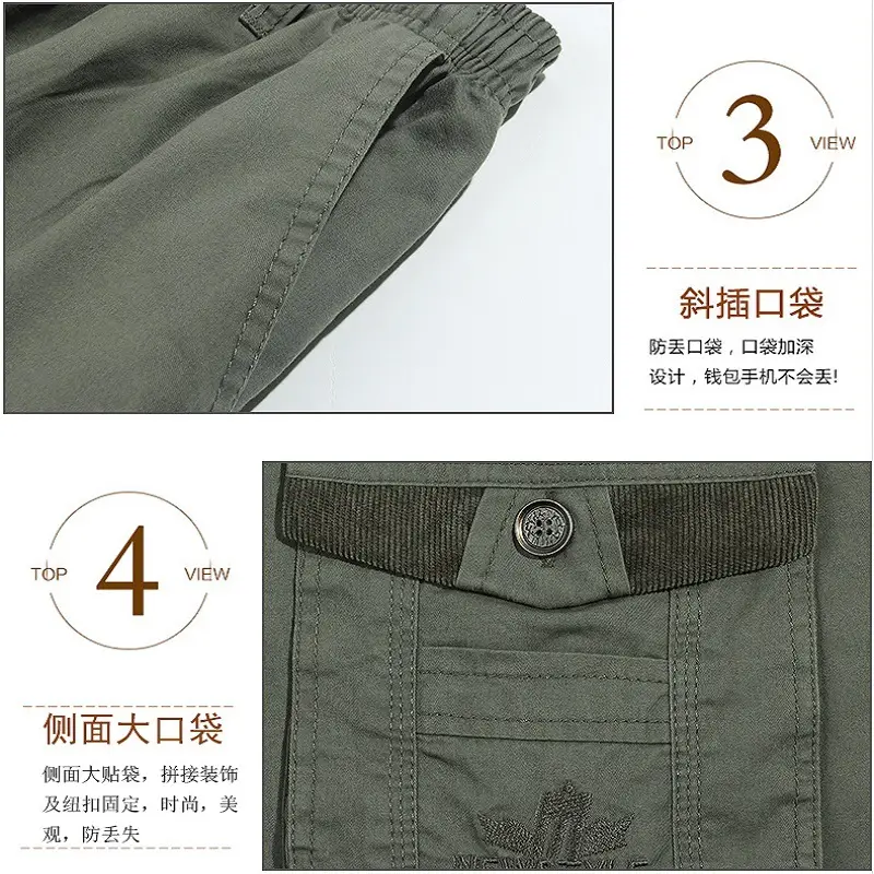 Men Plus Size Cotton Shorts Multi Pocket Loose Breathable - Image 8