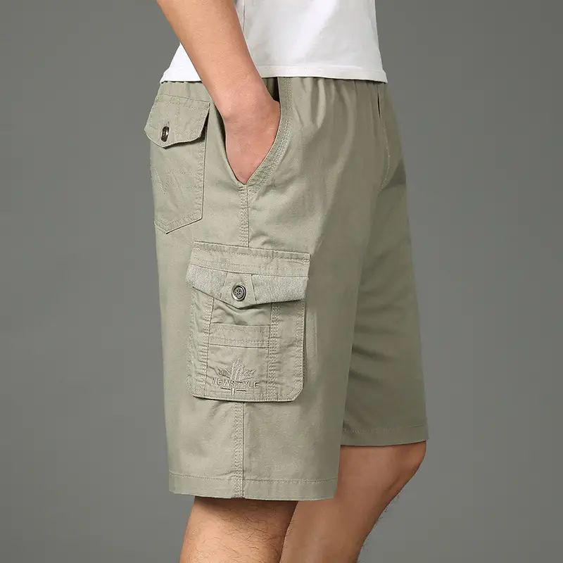 Men Plus Size Cotton Shorts Multi Pocket Loose Breathable - Image 3