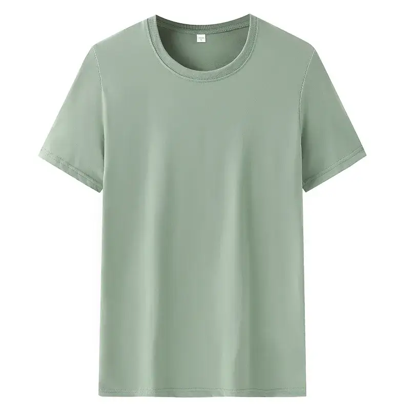 Men's 180 Cotton Short Sleeve T-Shirt Mint Green Loose Fit - Image 5