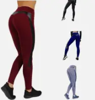Women High-Waisted Mesh Yoga Pants Gray Patchwork Butt Lifting - Image 5