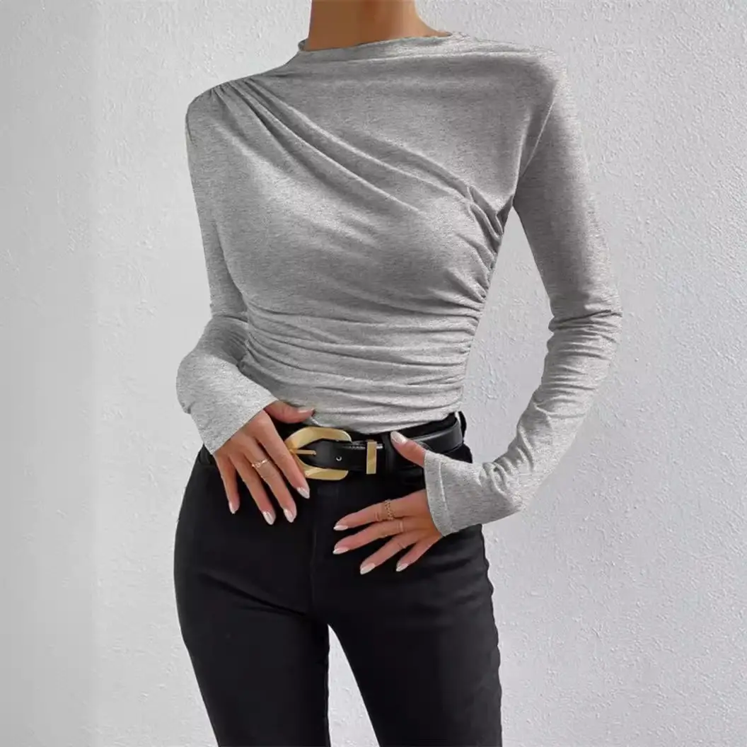 Black Long Sleeve Slim Fitting T-Shirt for Women - Image 9