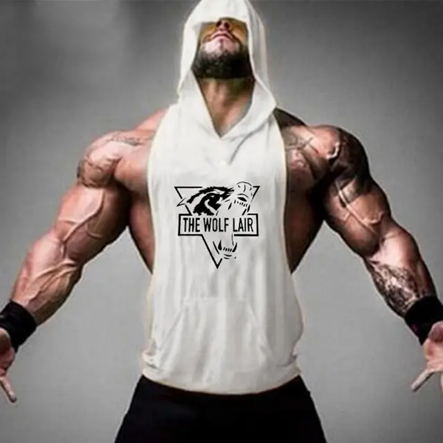 White Hooded Fitness Vest with "The Wolf Lair" Design - Image 6