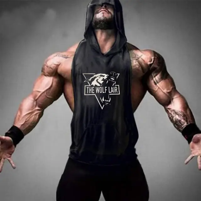 White Hooded Fitness Vest with "The Wolf Lair" Design - Image 4