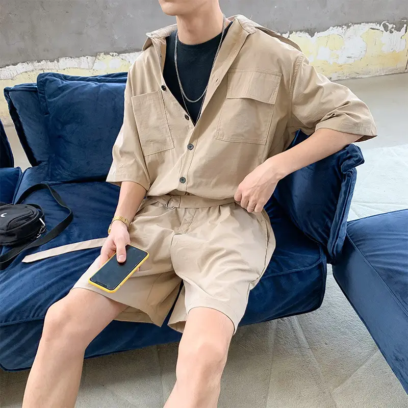 Japanese Style Black Shorts Suit for Men