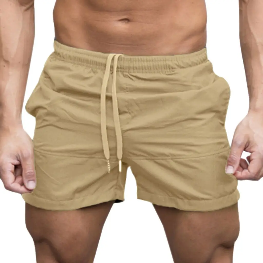 Men's Tan Drawstring Shorts Casual Comfortable - Image 8