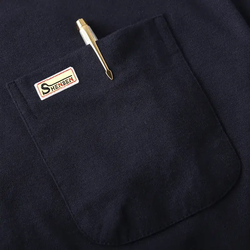 Men's Navy Blue Long Sleeve T-Shirt with Gold Logo - Image 10