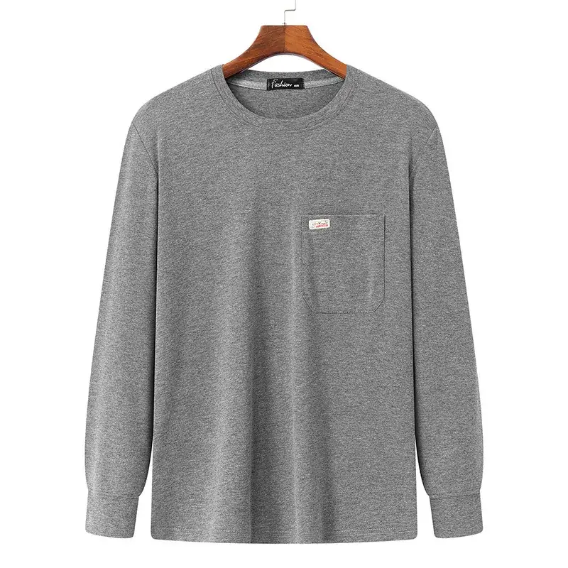 Men's Navy Blue Long Sleeve T-Shirt with Gold Logo - Image 2