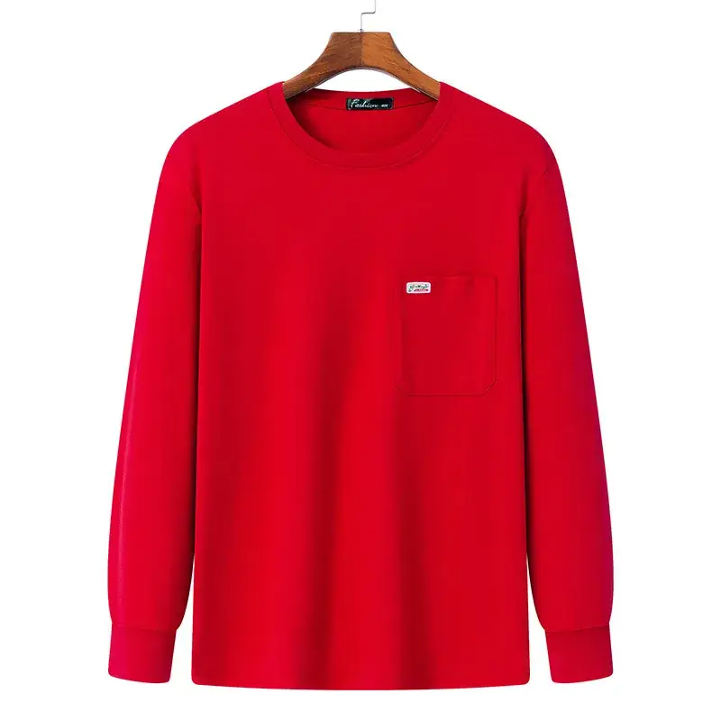 Men's Navy Blue Long Sleeve T-Shirt with Gold Logo - Image 3