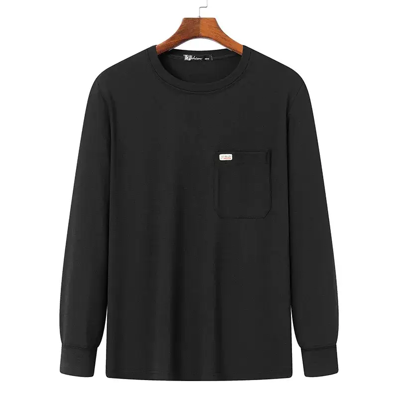 Men's Navy Blue Long Sleeve T-Shirt with Gold Logo - Image 4