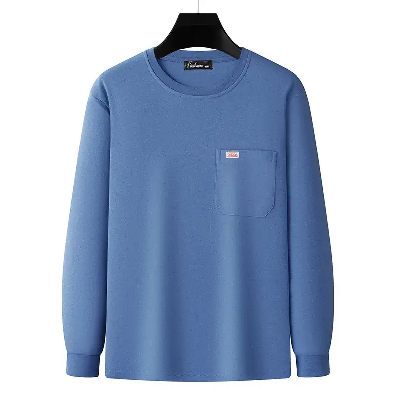 Men's Navy Blue Long Sleeve T-Shirt with Gold Logo - Image 5