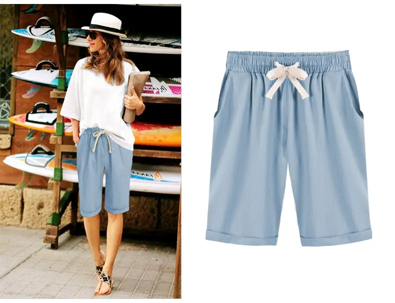 Women's Pink 5/12 Shorts with Bow Drawstring — feature 17