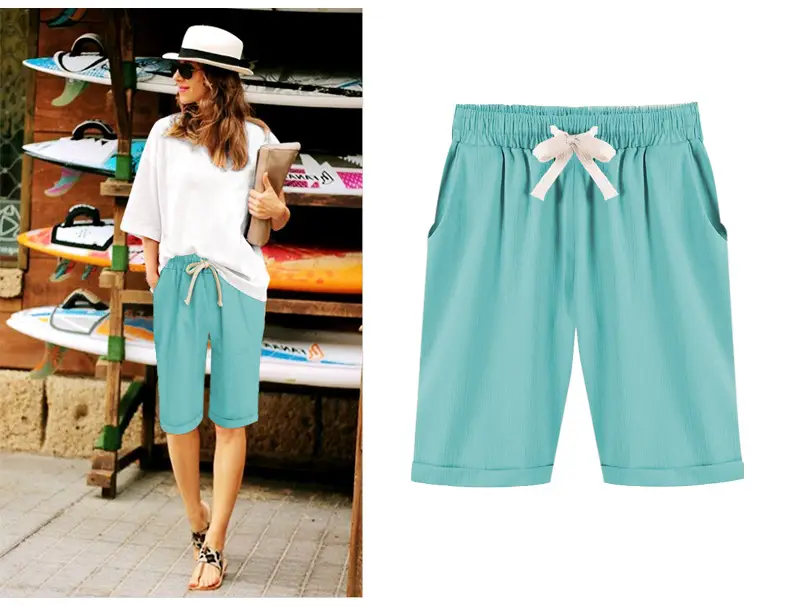 Women's Pink 5/12 Shorts with Bow Drawstring — feature 19