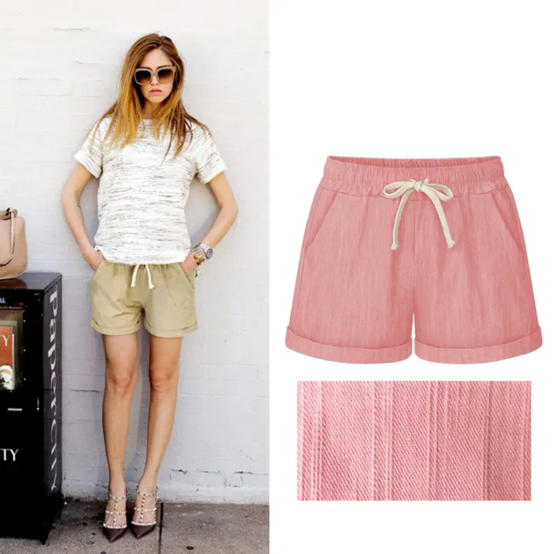 Women's Pink 5/12 Shorts with Bow Drawstring — feature 29