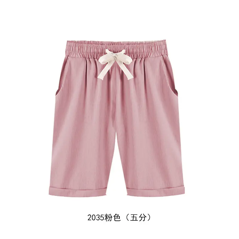 Women's Pink 5/12 Shorts with Bow Drawstring - Image 7