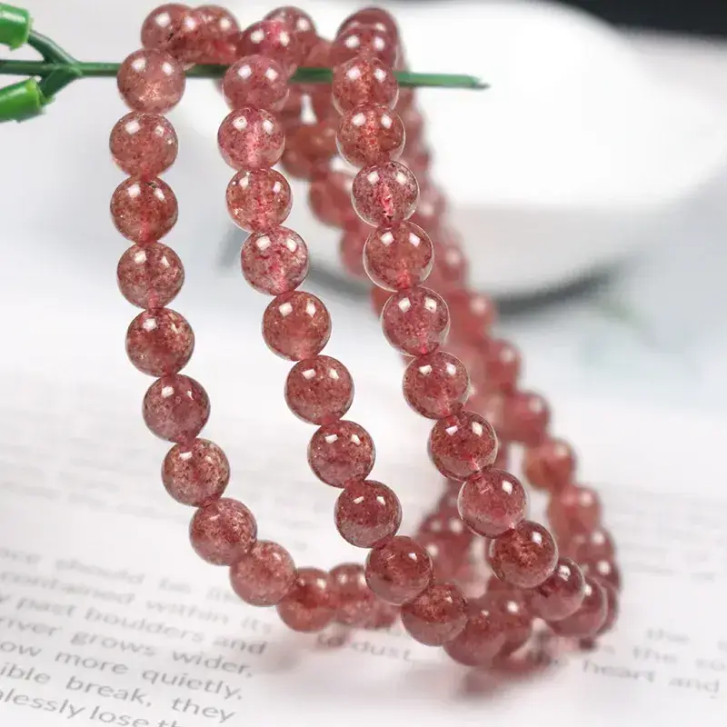 Natural Strawberry Crystal Multi-Circle Bracelet Pigeon Red - Image 3