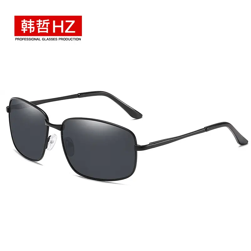 Men Polarized Sunglasses Square Frame Gold Metal