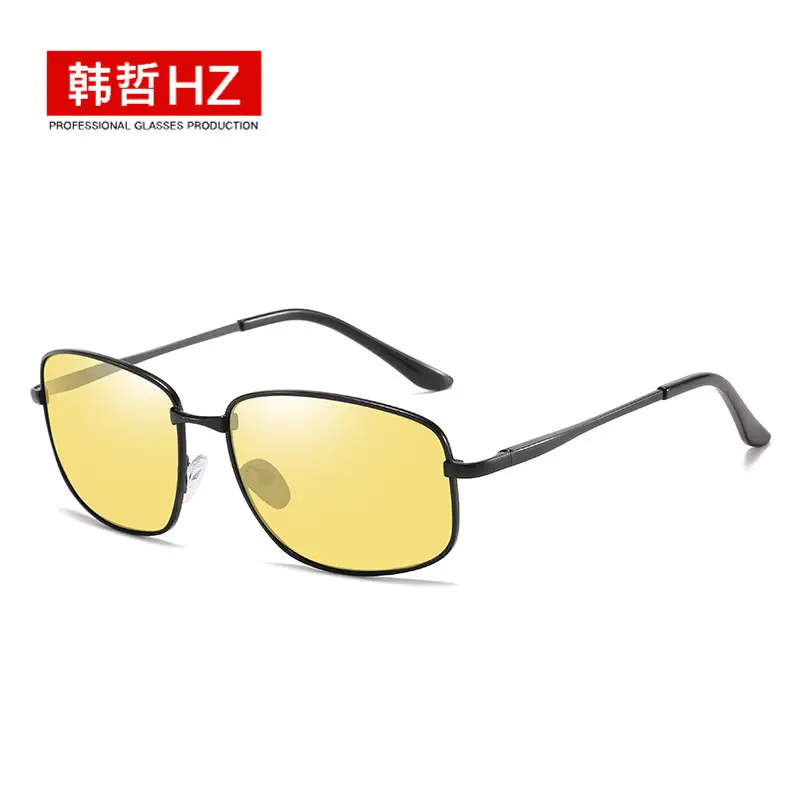 Men Polarized Sunglasses Square Frame Gold Metal - Image 8