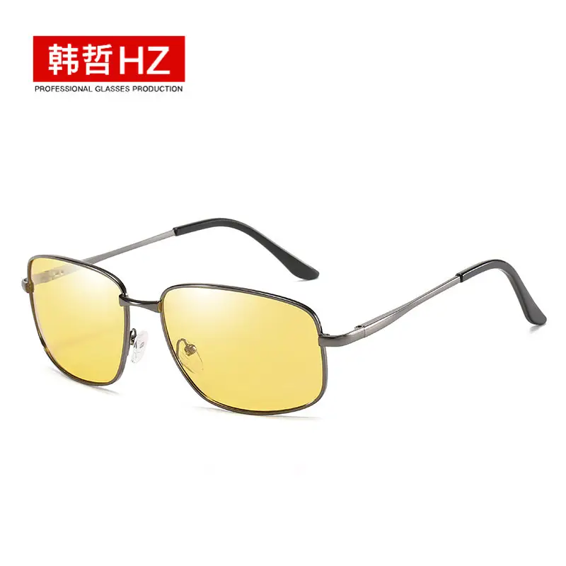 Men Polarized Sunglasses Square Frame Gold Metal - Image 10