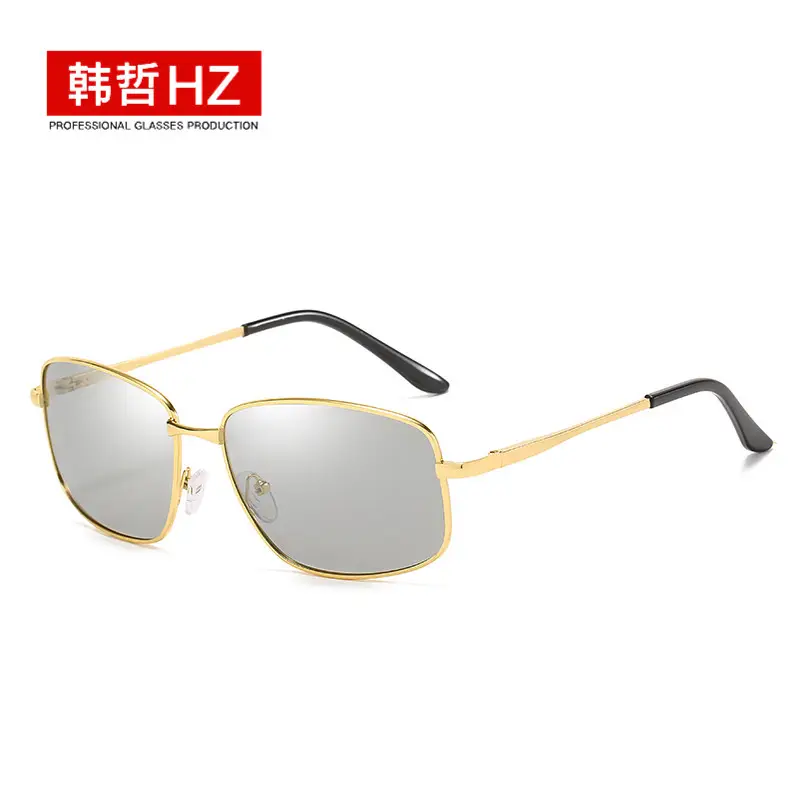 Men Polarized Sunglasses Square Frame Gold Metal - Image 13