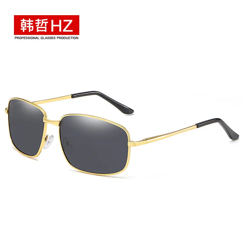 Men Polarized Sunglasses Square Frame Gold Metal - Image 5