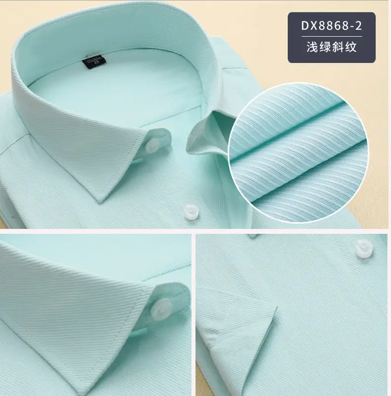 Men White Blue Striped Shirt Short Sleeve — feature 15