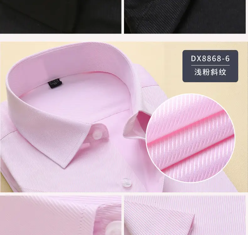 Men White Blue Striped Shirt Short Sleeve — feature 19