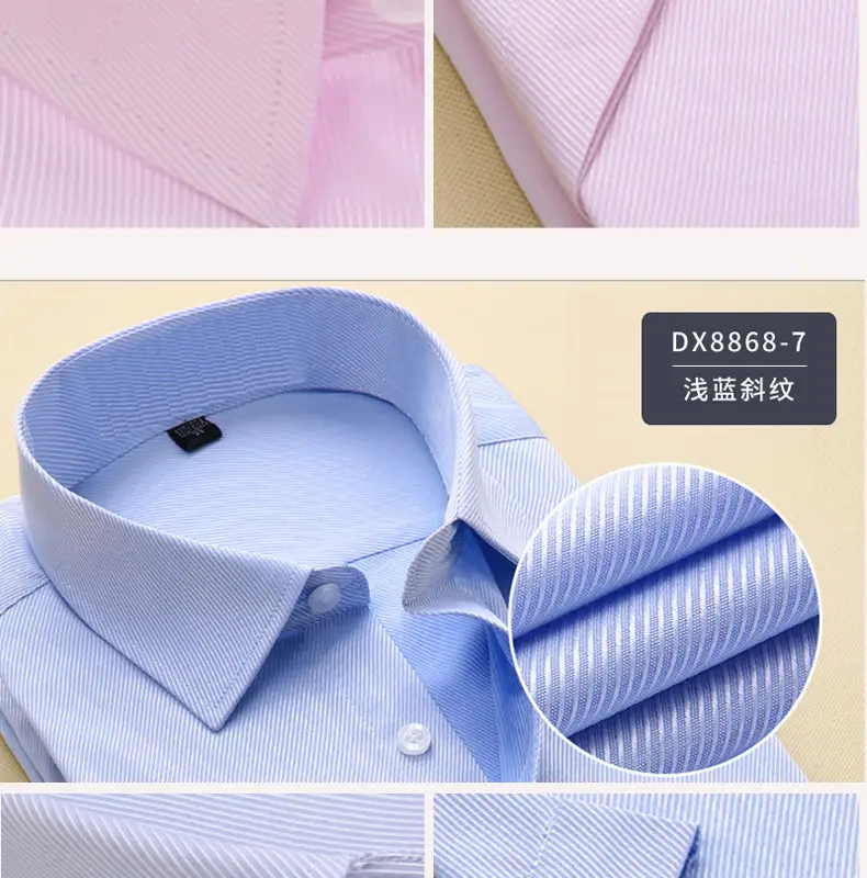 Men White Blue Striped Shirt Short Sleeve — feature 20