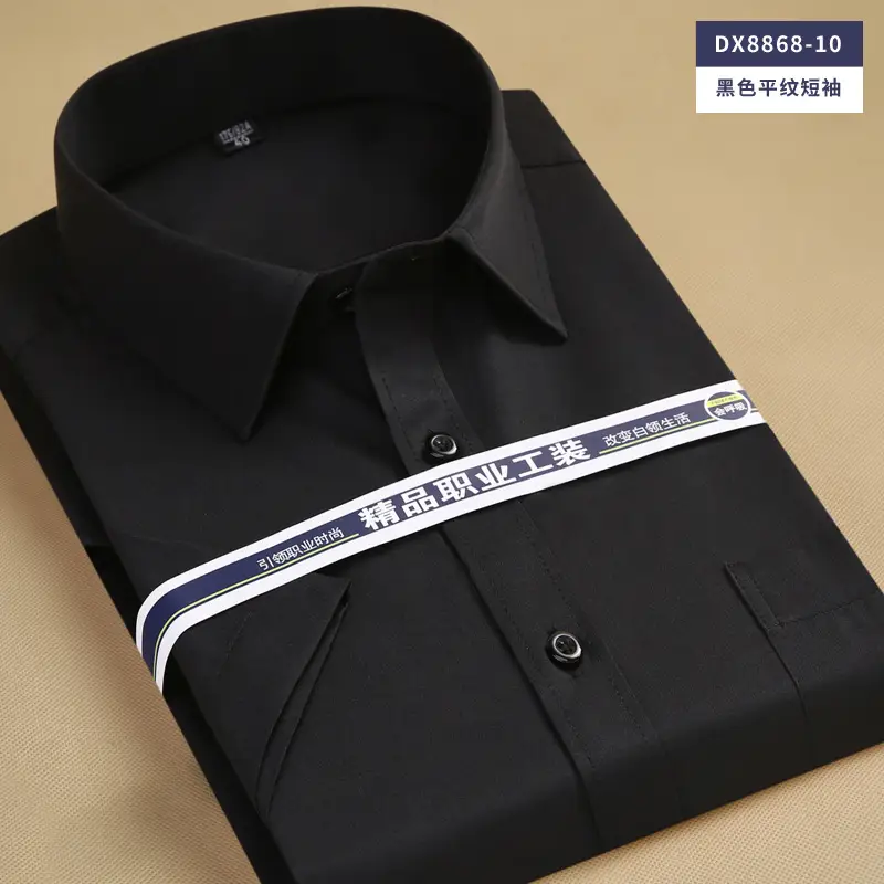 Men White Blue Striped Shirt Short Sleeve - Image 5