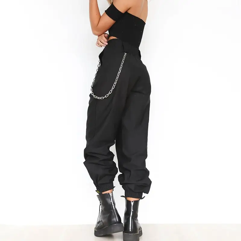 Women's White Crossbody Belt Pants with Black Boots - Image 5