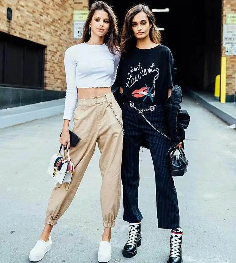 Women's White Crossbody Belt Pants with Black Boots — feature 14