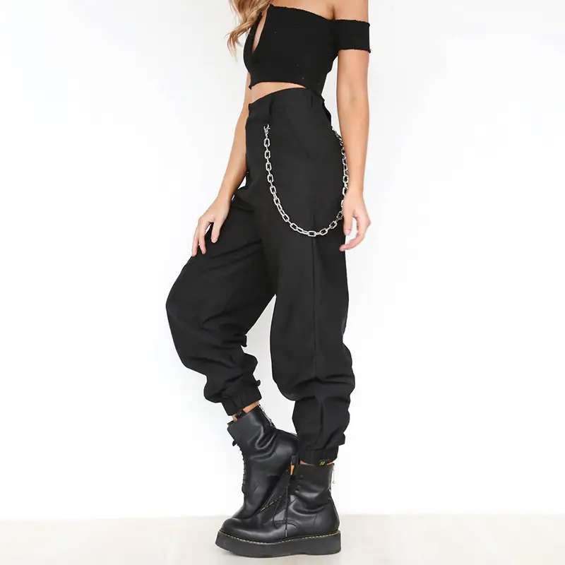 Women's White Crossbody Belt Pants with Black Boots — feature 7