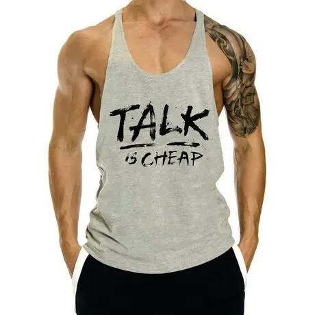 Men's Black Talk Is Cheat Sleeveless Workout Vest - Image 4