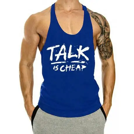 Men's Black Talk Is Cheat Sleeveless Workout Vest - Image 9