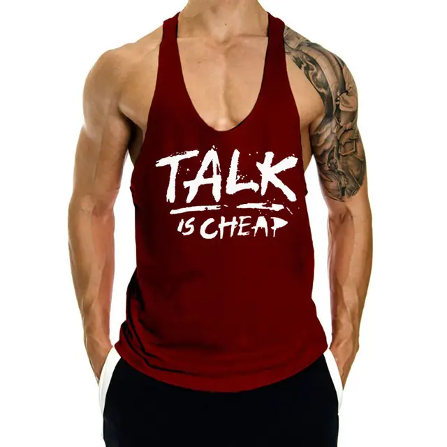 Men's Black Talk Is Cheat Sleeveless Workout Vest - Image 8