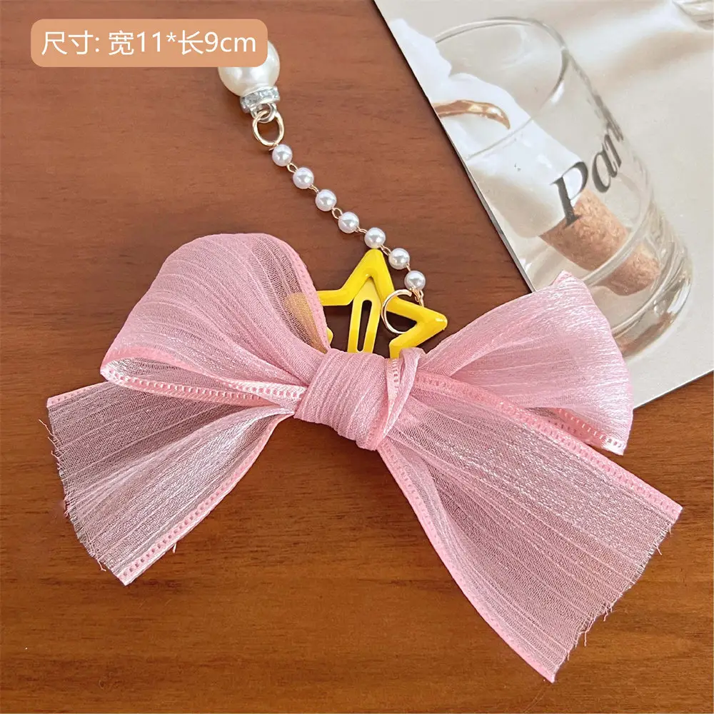 New Blue Plaid Bow Hairpin with Lace Edge - Image 5