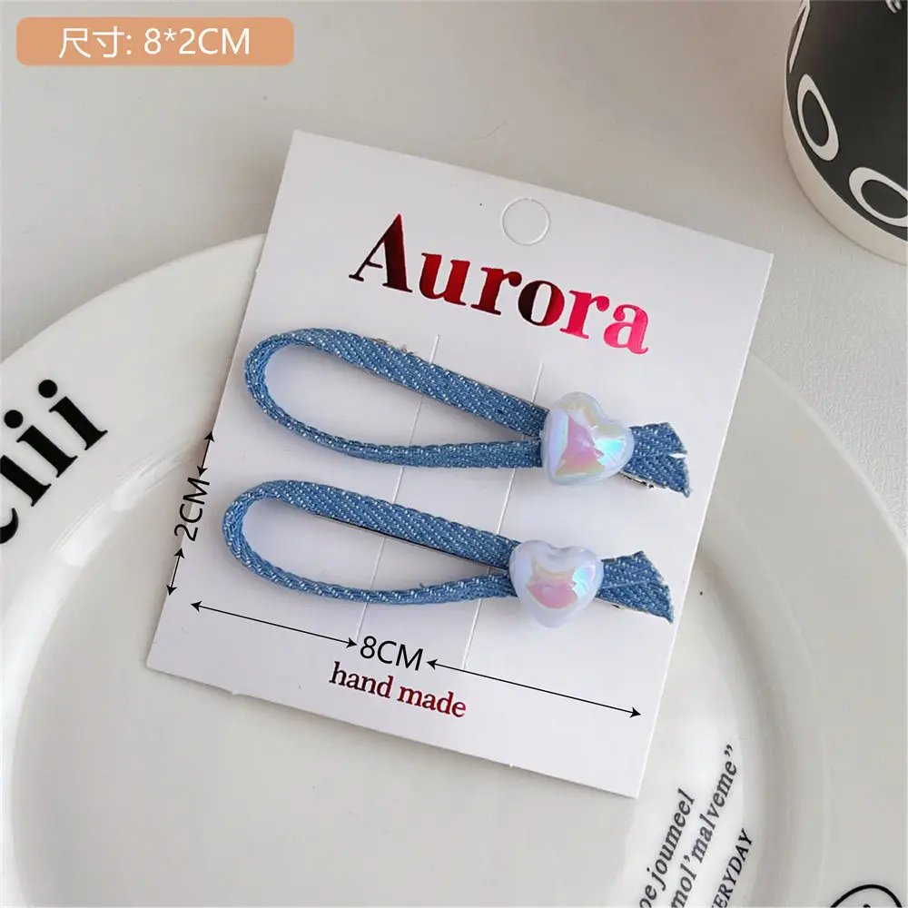 New Blue Plaid Bow Hairpin with Lace Edge - Image 7