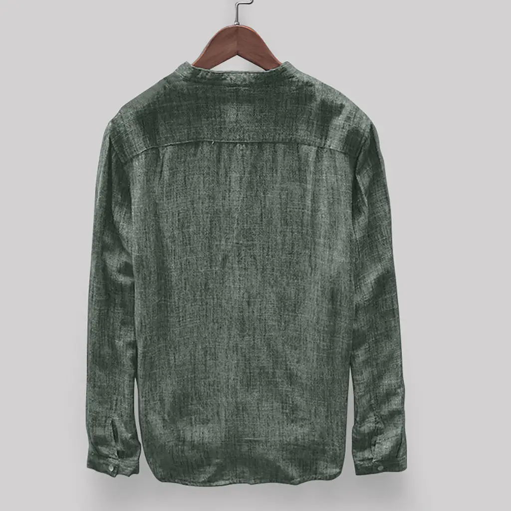 Men's Spot 2019 Cotton Button Collar Shirt Olive Gold - Image 8