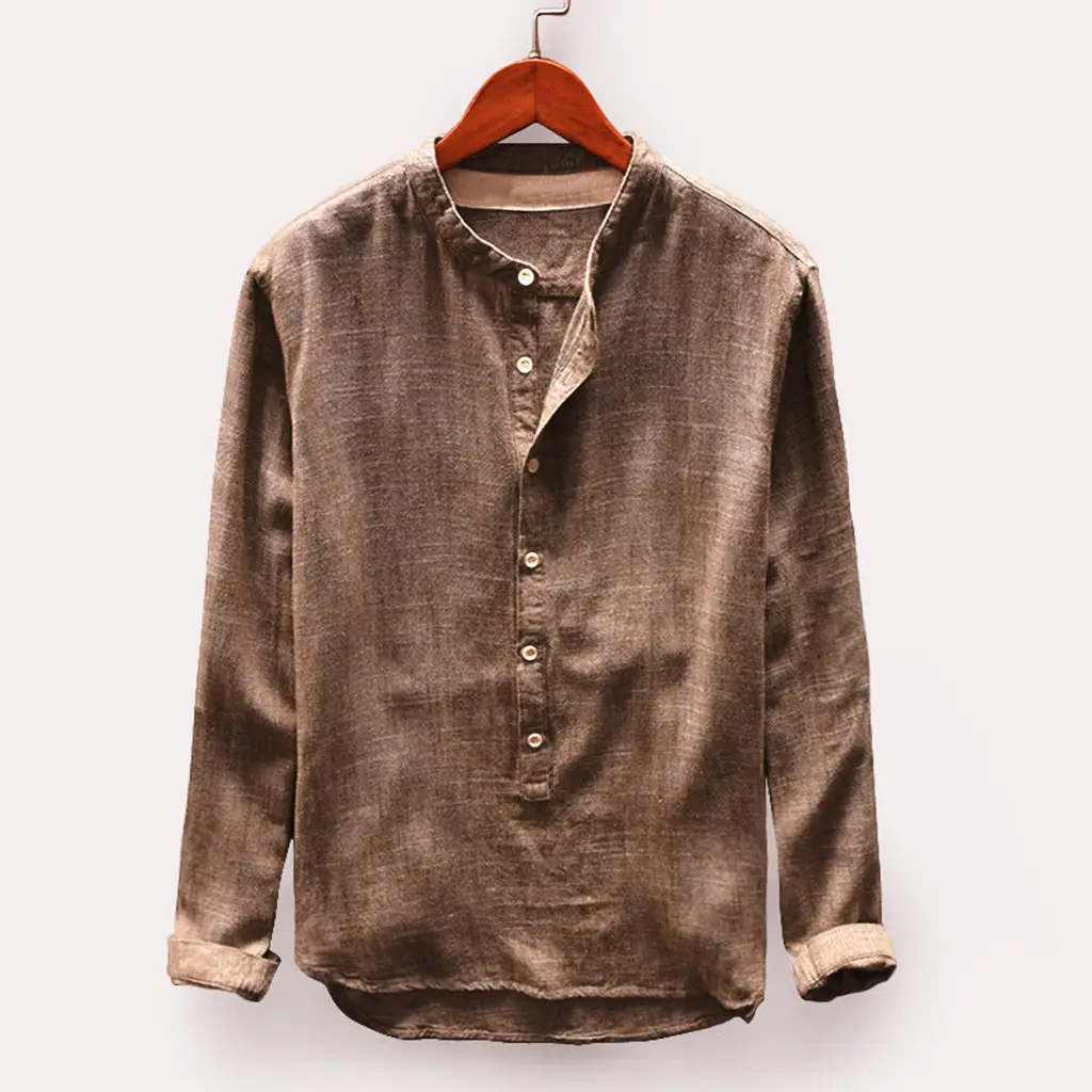 Men's Spot 2019 Cotton Button Collar Shirt Olive Gold - Image 10