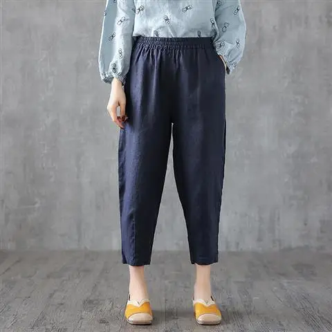Women Linen Cropped Pants Summer 2025 - Image 5