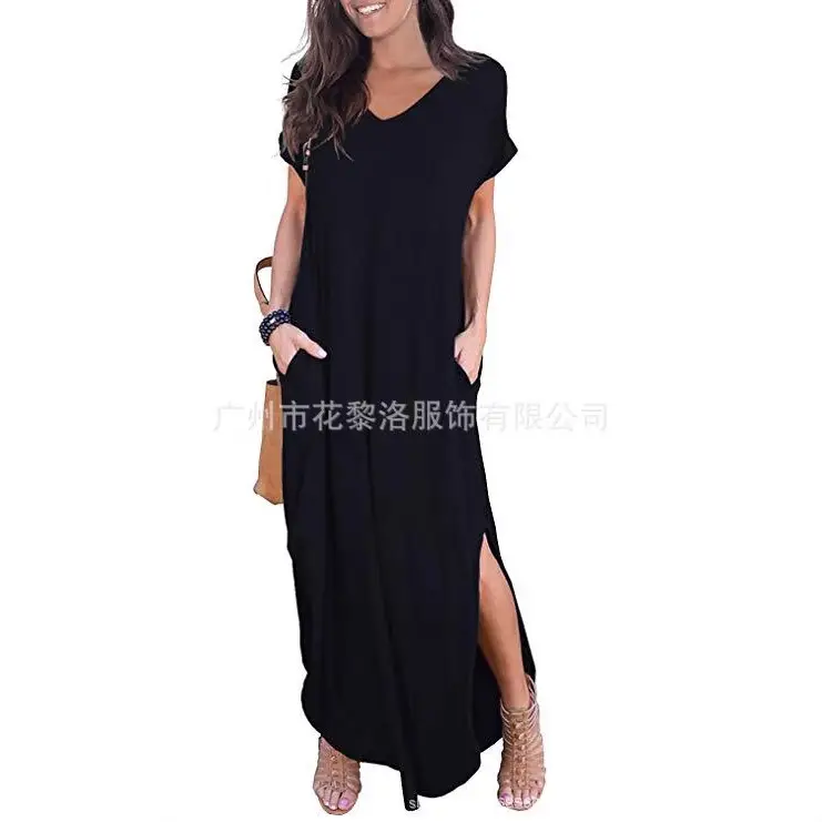 Maroon V-Neck Split Dress for Women Summer - Image 6