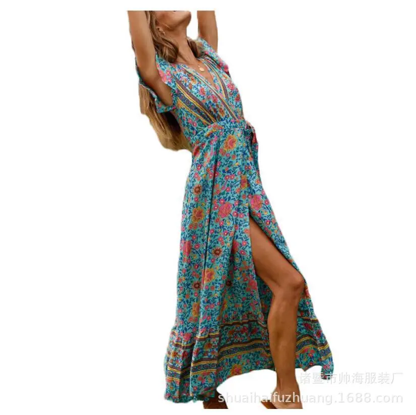 Printed Lace-Up Flared Dress for Women - Image 10