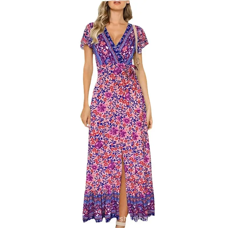 Printed Lace-Up Flared Dress for Women - Image 13