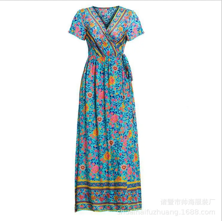 Printed Lace-Up Flared Dress for Women - Image 8
