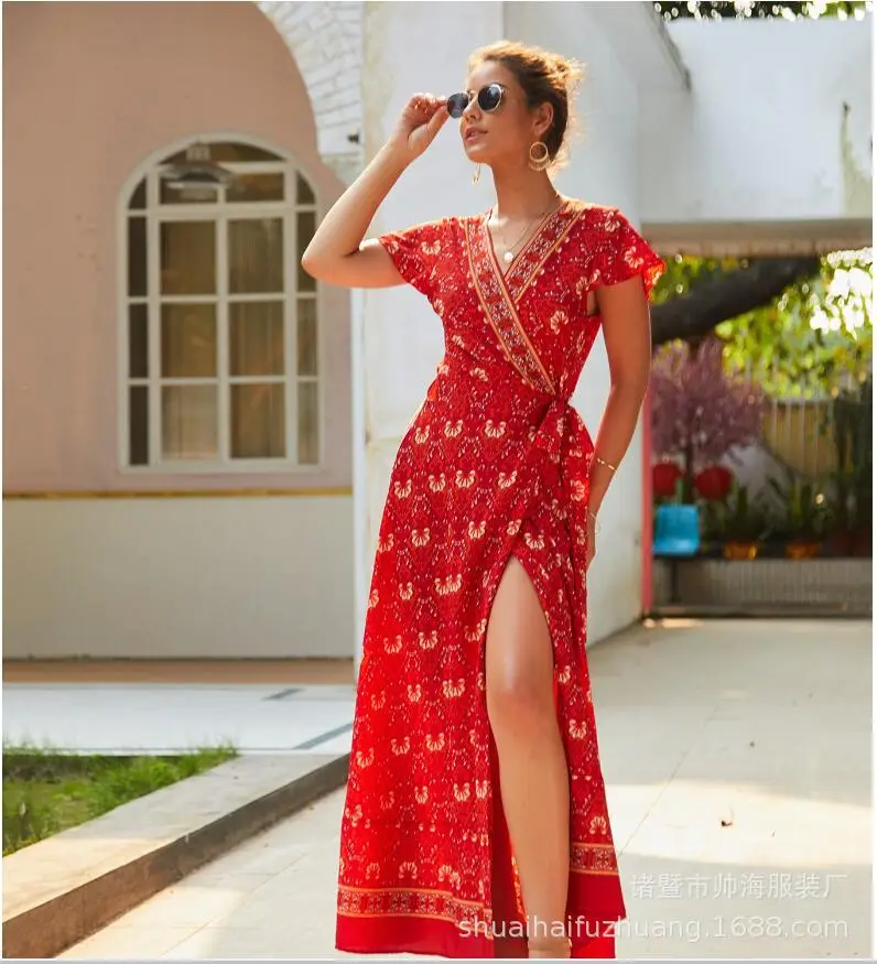 Printed Lace-Up Flared Dress for Women - Image 3