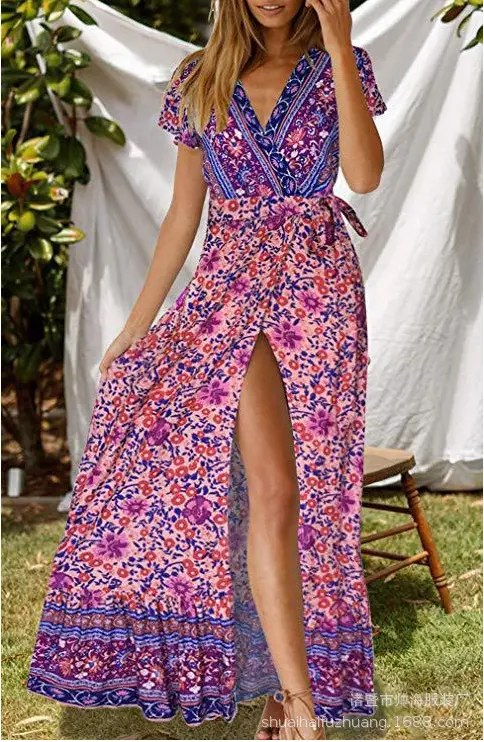 Printed Lace-Up Flared Dress for Women - Image 4