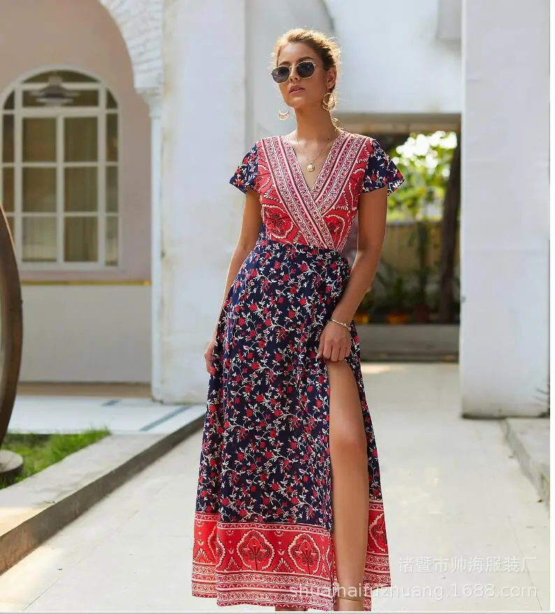 Printed Lace-Up Flared Dress for Women - Image 6