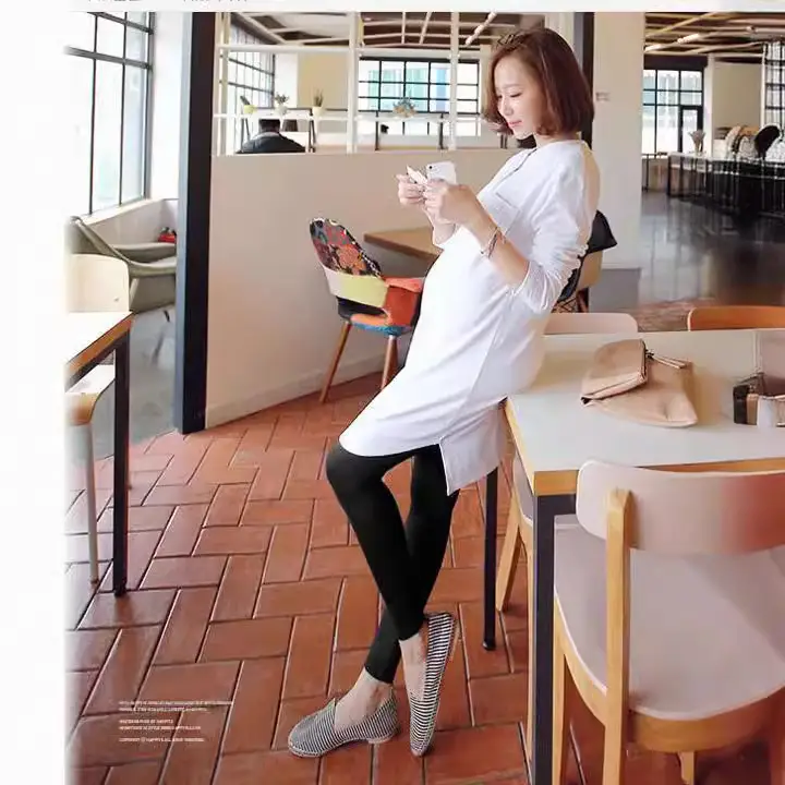 Maternity Cotton Slim Fit Leggings Summer Wear - Image 2